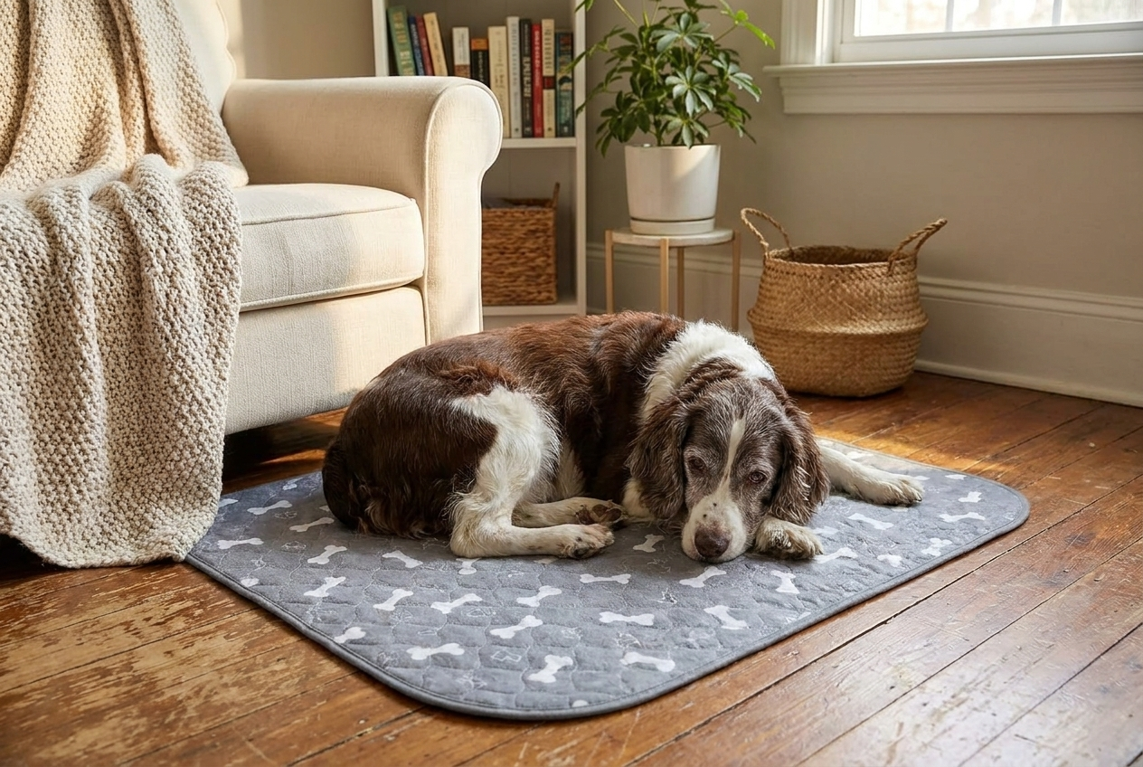 Milo Pad customer photo: dog on the pad at home