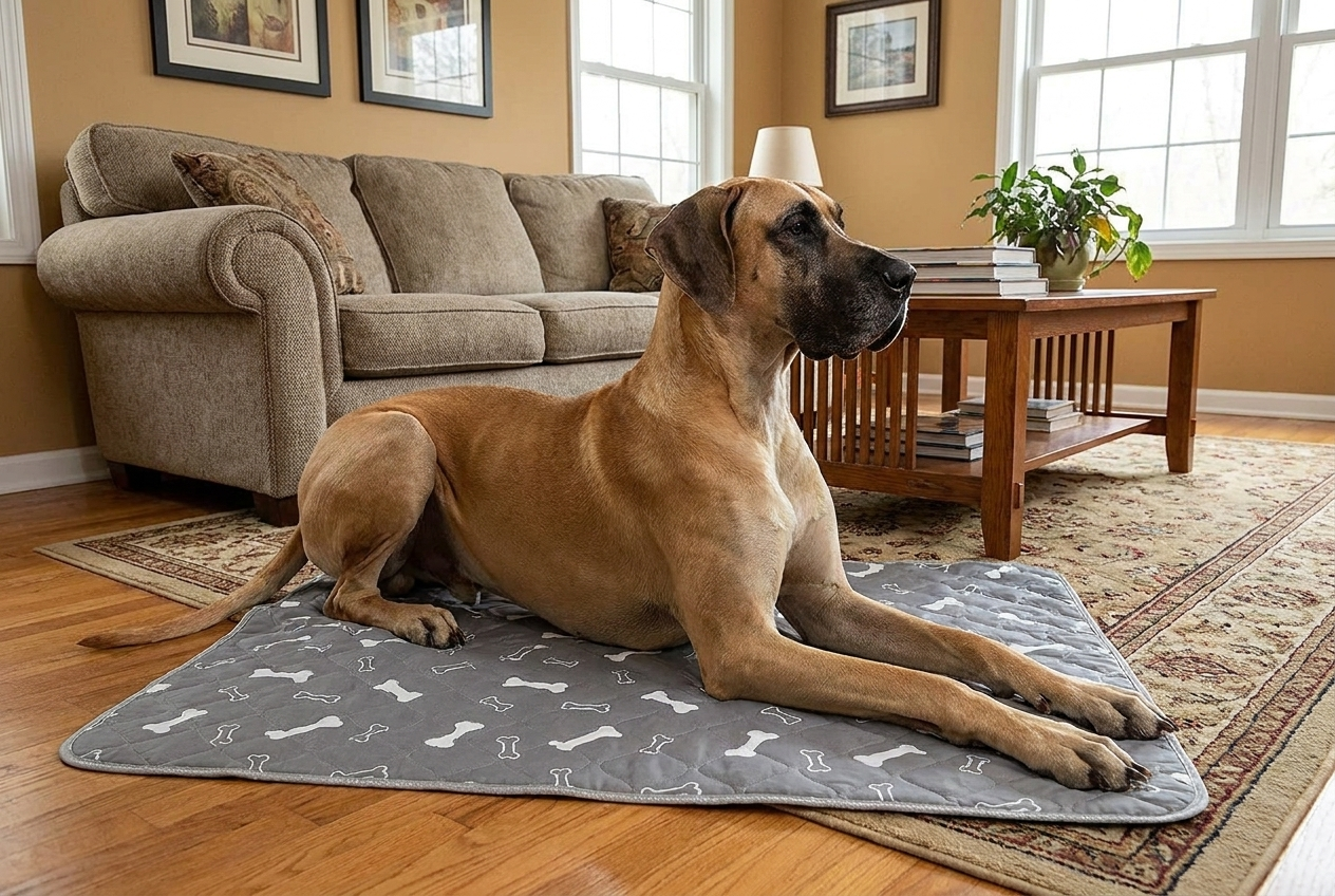Milo Pad customer photo: dog on the pad at home